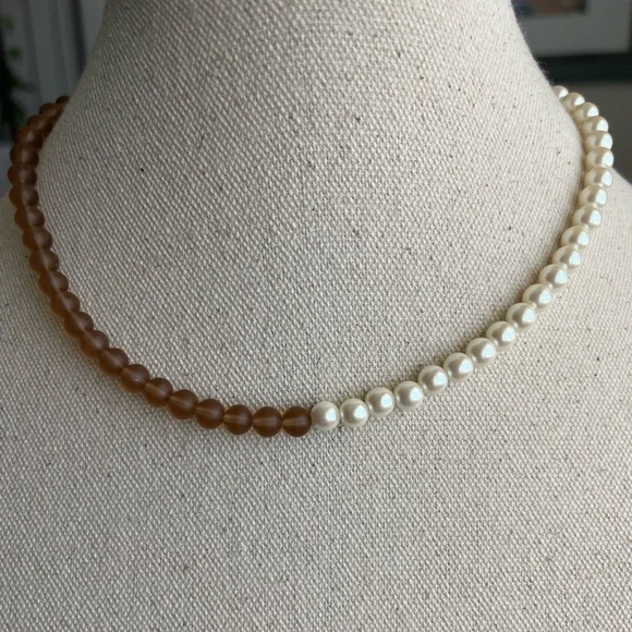 Sterling Silver Fresh water Pearl & Swarovski Crystal Necklace & earrings set.